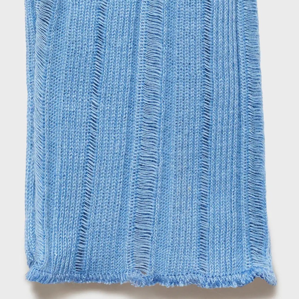 Mango Dusty Blue Ribbed Knit Long Sleeve Top - Picture 4 of 7